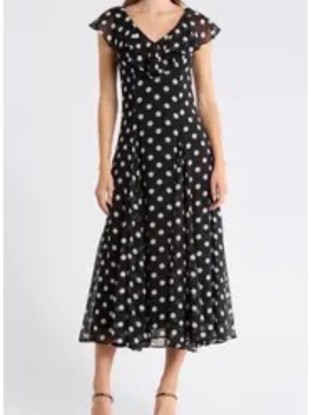 Ruffle Godet Midi Dress